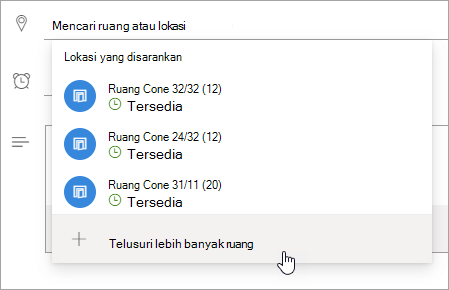 Cuplikan layar menu Lokasi yang disarankan