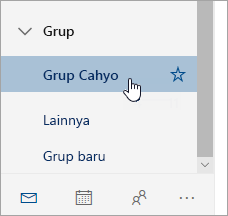 Cuplikan layar grup di panel navigasi