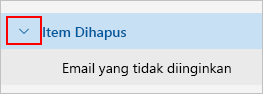 Cuplikan layar memperlihatkan folder Item terhapus yang diperluas.