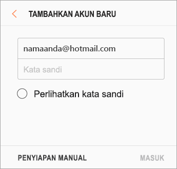 Alamat email dan kata sandi