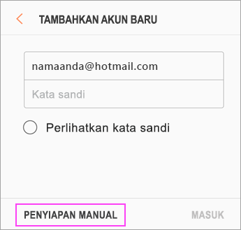Pilih Penyiapan Manual