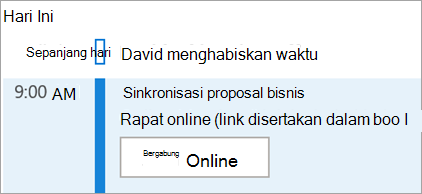 Memperlihatkan tombol Gabung Online untuk rapat