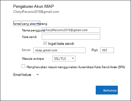 Pilih Pengaturan Server untuk mengubah nama pengguna, kata sandi, dan pengaturan server Anda.