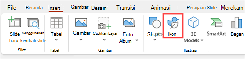 Menyisipkan ikon untuk PowerPoint