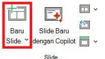 Cuplikan layar Tata letak slide baru.