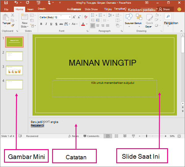 Memperlihatkan Tampilan Normal di PowerPoint
