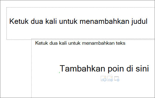 Gambar kotak judul kosong dan kotak teks kosong untuk memperlihatkan tempat poin akan berfungsi.