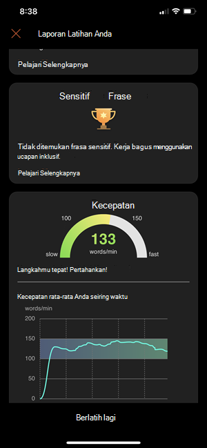 Tampilan laporan Pelatih Penyaji