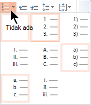 Galeri gaya daftar bernomor di PowerPoint Online