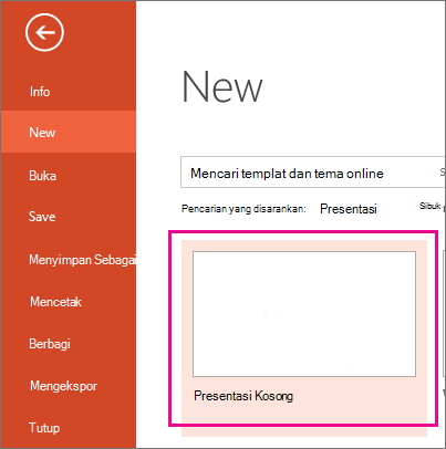 Pada layar Baru, pilih Presentasi Kosong.