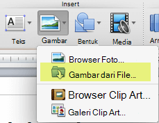 Pada tab Beranda di pita, di bawah Sisipkan, klik > Gambar Gambar dari File.