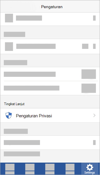 Cuplikan layar memperlihatkan opsi Pengaturan Privasi di iOS