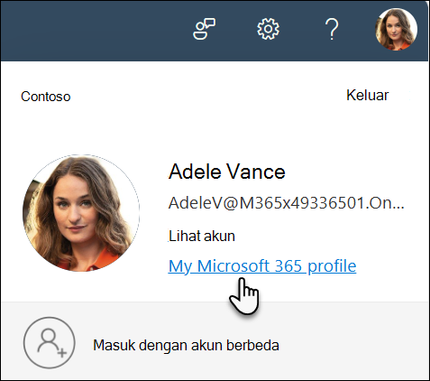 Pilih gambar Anda lalu pilih Tentang saya untuk masuk ke Profil