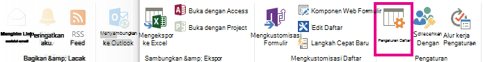 Tombol Pengaturan Daftar