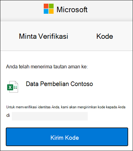 Jendela permintaan Kode Berbagi Eksternal OneDrive