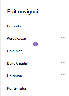 Tambahkan jendela navigasi dengan opsi tautan dipilih.