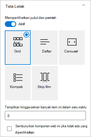 Pilih format tata letak yang Anda inginkan.
