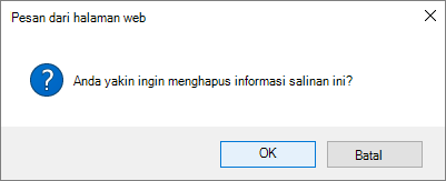 Kotak dialog Hapus konfirmasi tautan