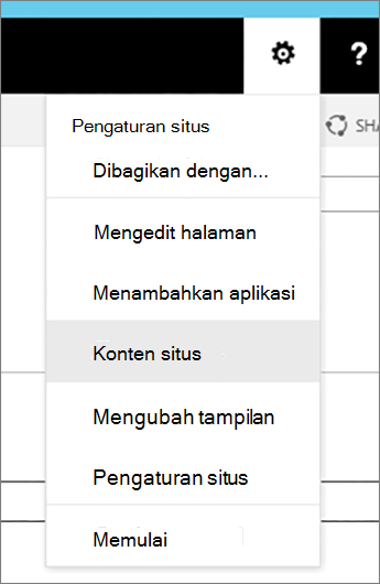 Menu Pengaturan dengan Konten Situs disorot