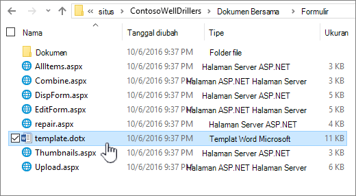 Folder formulir untuk menyimpan templat