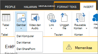 Tombol Sisipkan Gambar dengan menu opsi sumber di bawahnya.