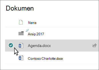 Cuplikan layar pustaka dengan file dipilih