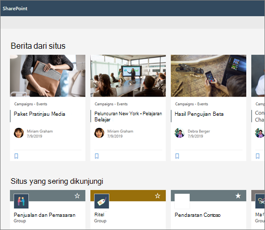 Berita di halaman mulai SharePoint
