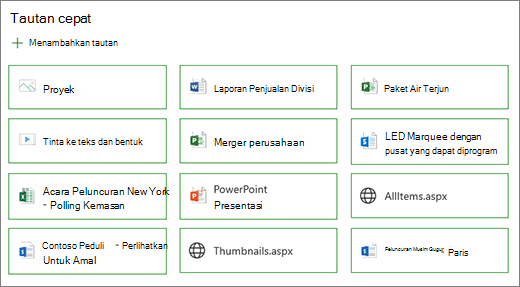 Tata letak tombol tautan cepat