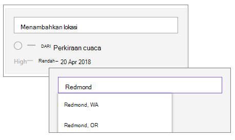 Menambahkan lokasi di komponen web cuaca