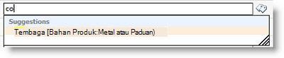 Saat Anda mulai mengetikkan, beberapa istilah akan disarankan kepada Anda.