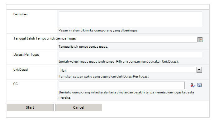 Gambar layar alur kerja