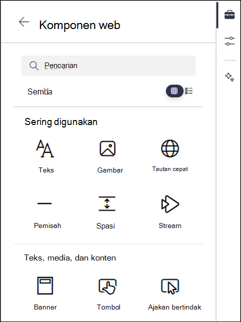 Webparts tercantum di tingkat 2 kotak alat