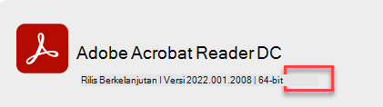 Tentang informasi versi adobe.