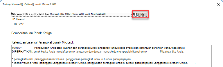 Window menampilkan detail Microsoft Outlook.