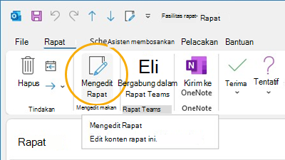 Tombol Edit rapat Kustomisasi pita di Outlook
