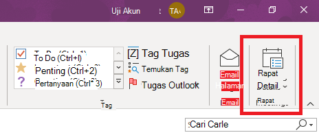 Detail Rapat OneNote di Pita