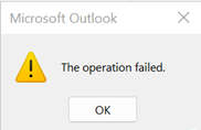 Kesalahan operasi Outlook gagal