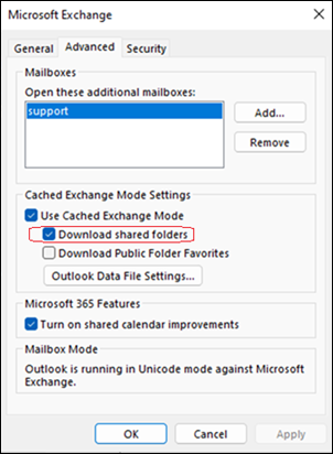 Masalah folder bersama di Outlook klasik