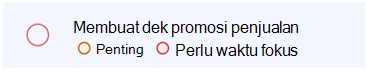 Menampilkan kategori untuk semua tugas dalam tampilan daftar.