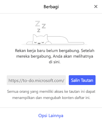 Cuplikan layar memperlihatkan menu Berbagi