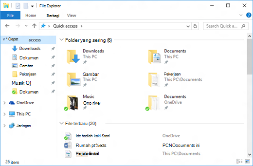 Akses cepat di File Explorer