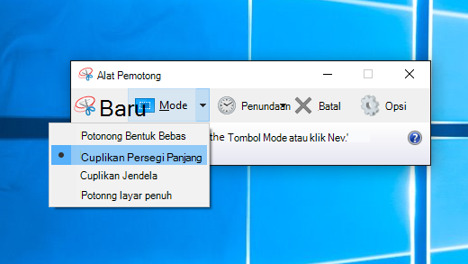 Opsi mode Alat Pemotong