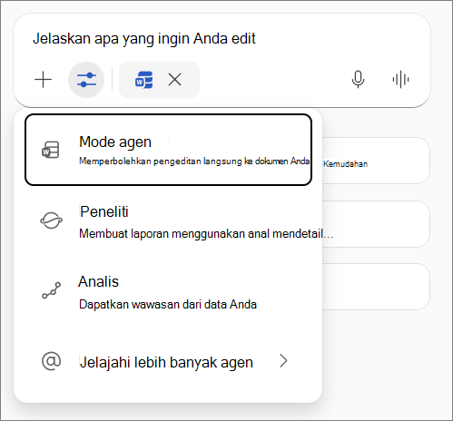 Mode agen di Word.