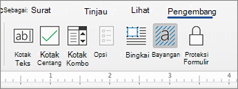 Tab Pengembang dengan kontrol konten
