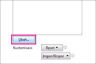 Ubah tombol di kotak Kustomisasi Toolbar Akses Cepat