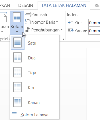 Menu kolom