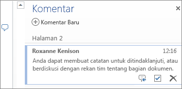 Komentar berutas di Word Online