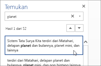 Menemukan panel di Word Online