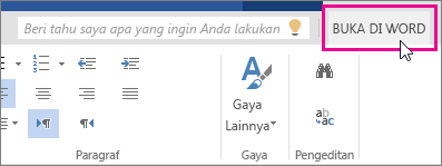 Buka Di Word dari tampilan Edit di Word Online
