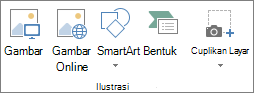 Grup Ilustrasi pada tab Sisipkan di Excel